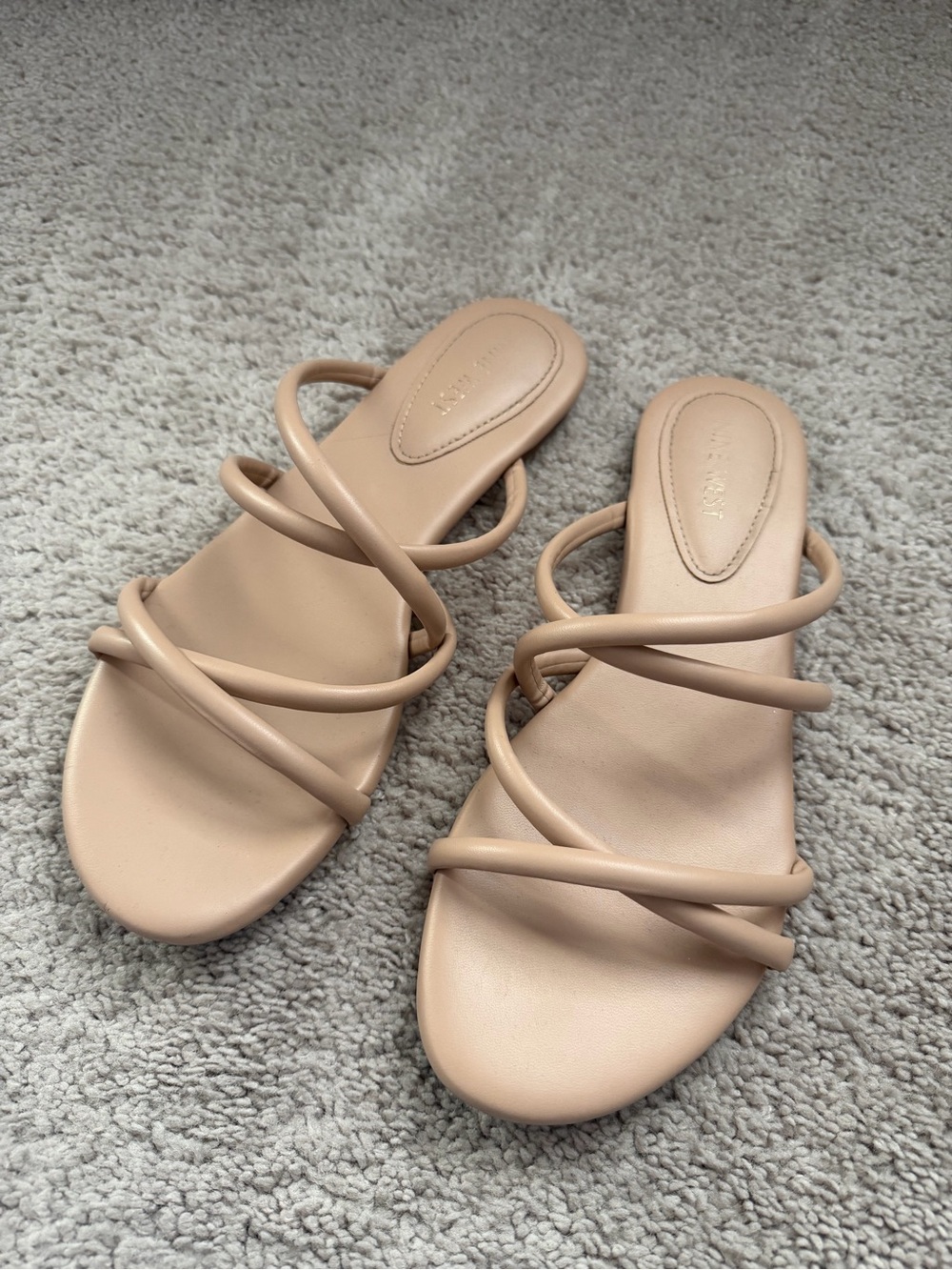 Nine West Nude Multi-Strap Slide Sandals